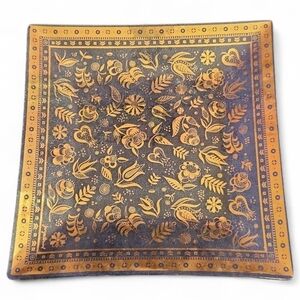 Georges Briard Gold Floral Glass Serving Tray 11” Square MCM